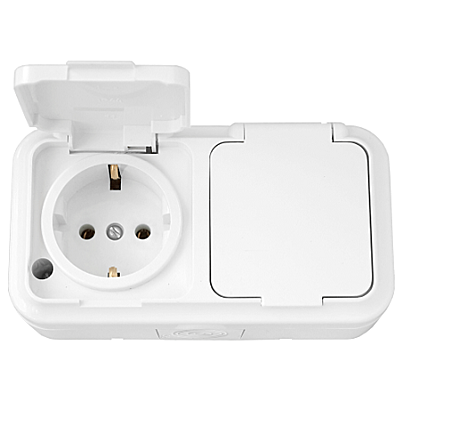 Розетка ОУ 2-м с з/к ПГ-2 РА16-303-Б 220В  IP 54 Пралеска