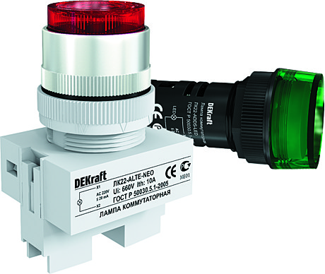Арматура светосигнальная ЛК22-ADDС-LED24В(красн) Dekraft